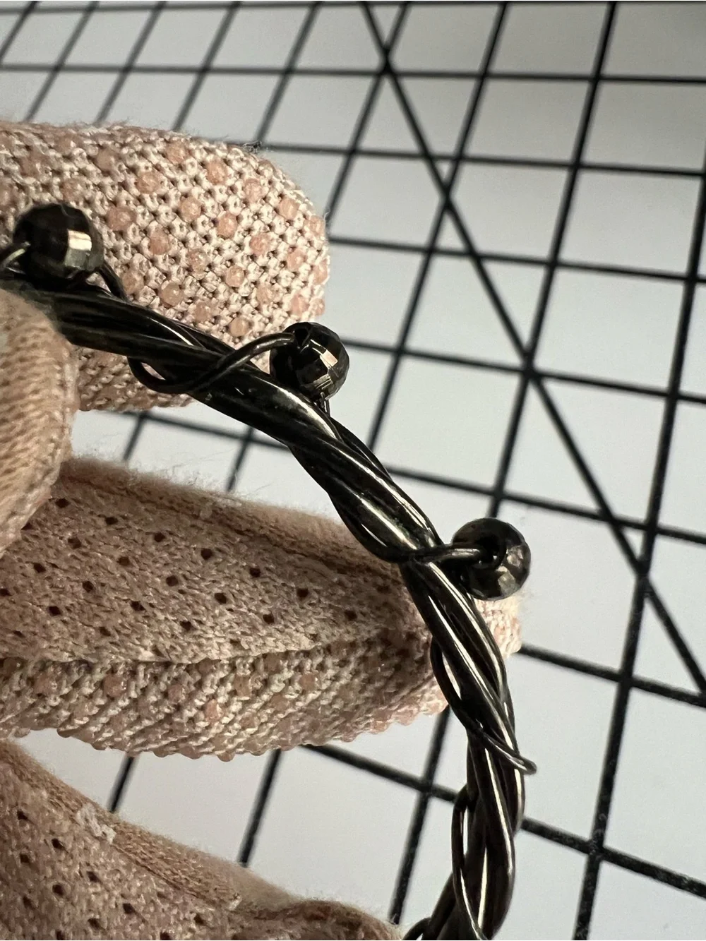 Vintage Gunmetal Twisted Wire Vine Cuff Bracelet Beaded Statement
